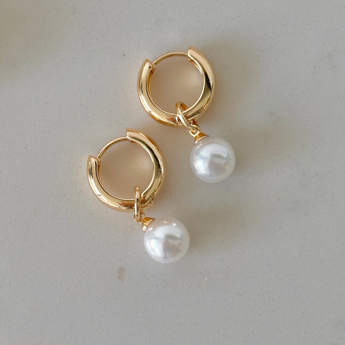 mini pearl hoops